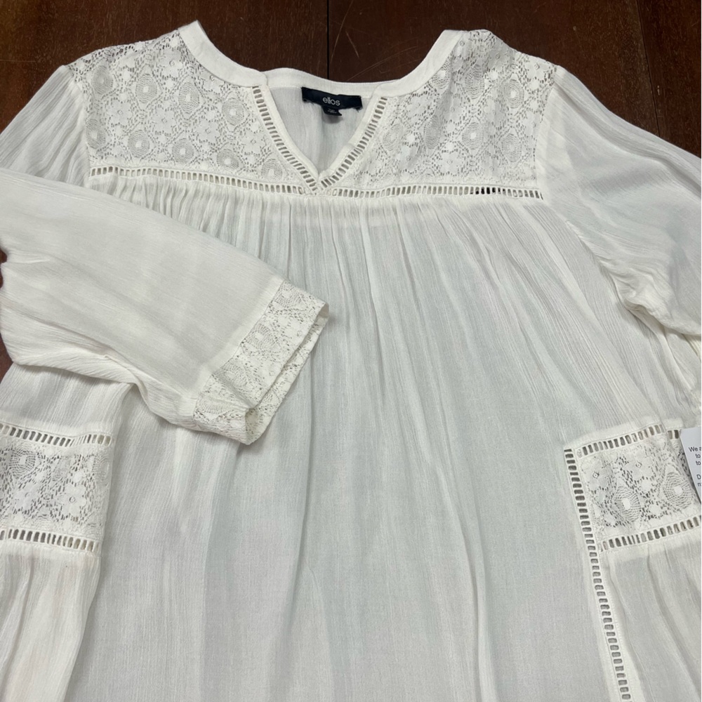 Ellos off white Lace Accent Blouse boho cottagecore